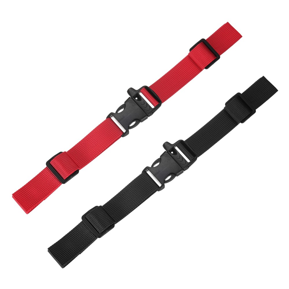 Backpack Chest Strap [2PCS] - with Emergency Whistle Buckle - [Black & Red]