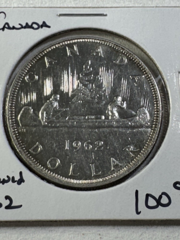 1962 Canada $1 Silver Coin Cleaned