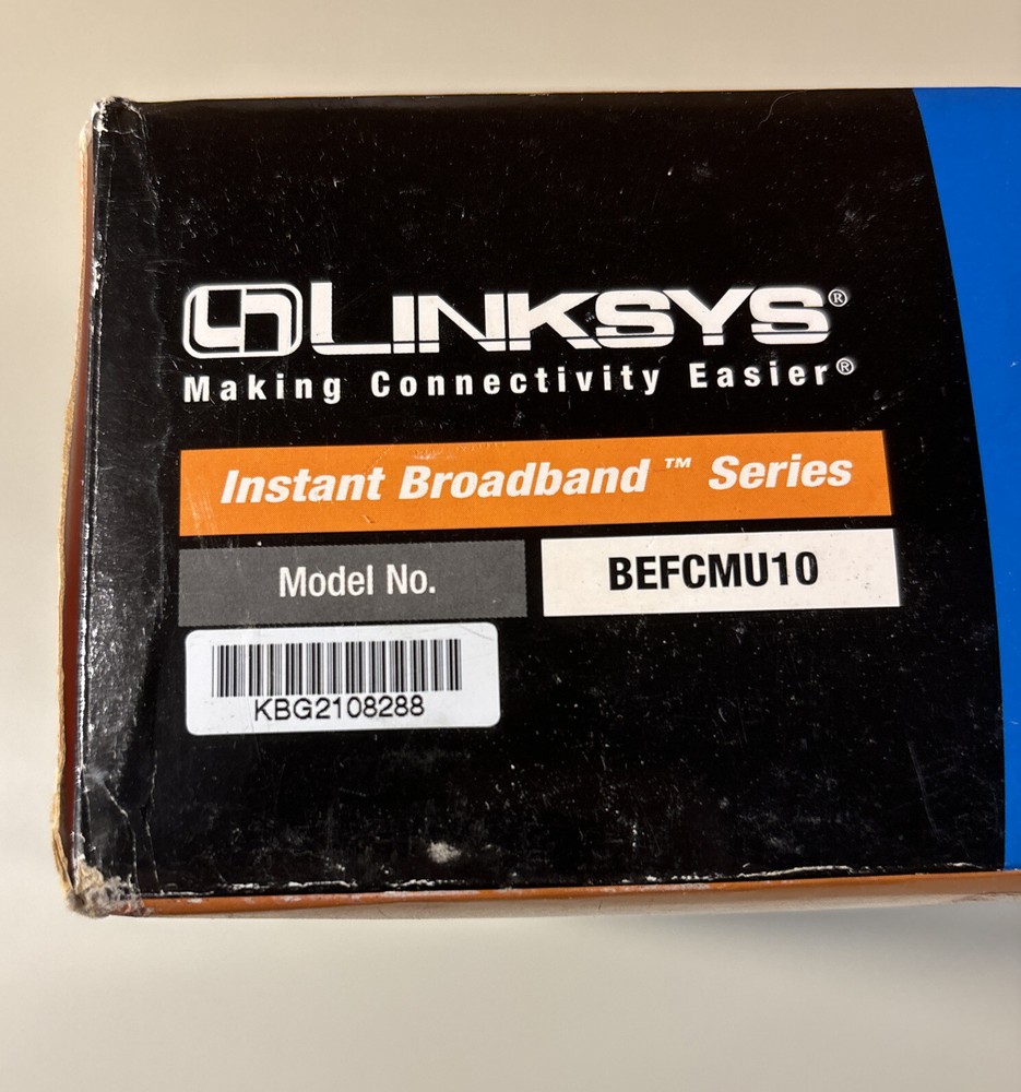 LINKSYS Modem BEFCMU10 Instant Broadband Complete In Box USB Connection