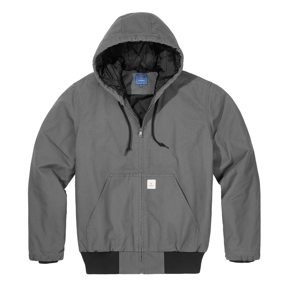 HISEA Men Full Zip Hooded Jacket Quilted Lining Active Jacket Work Coat Pockets