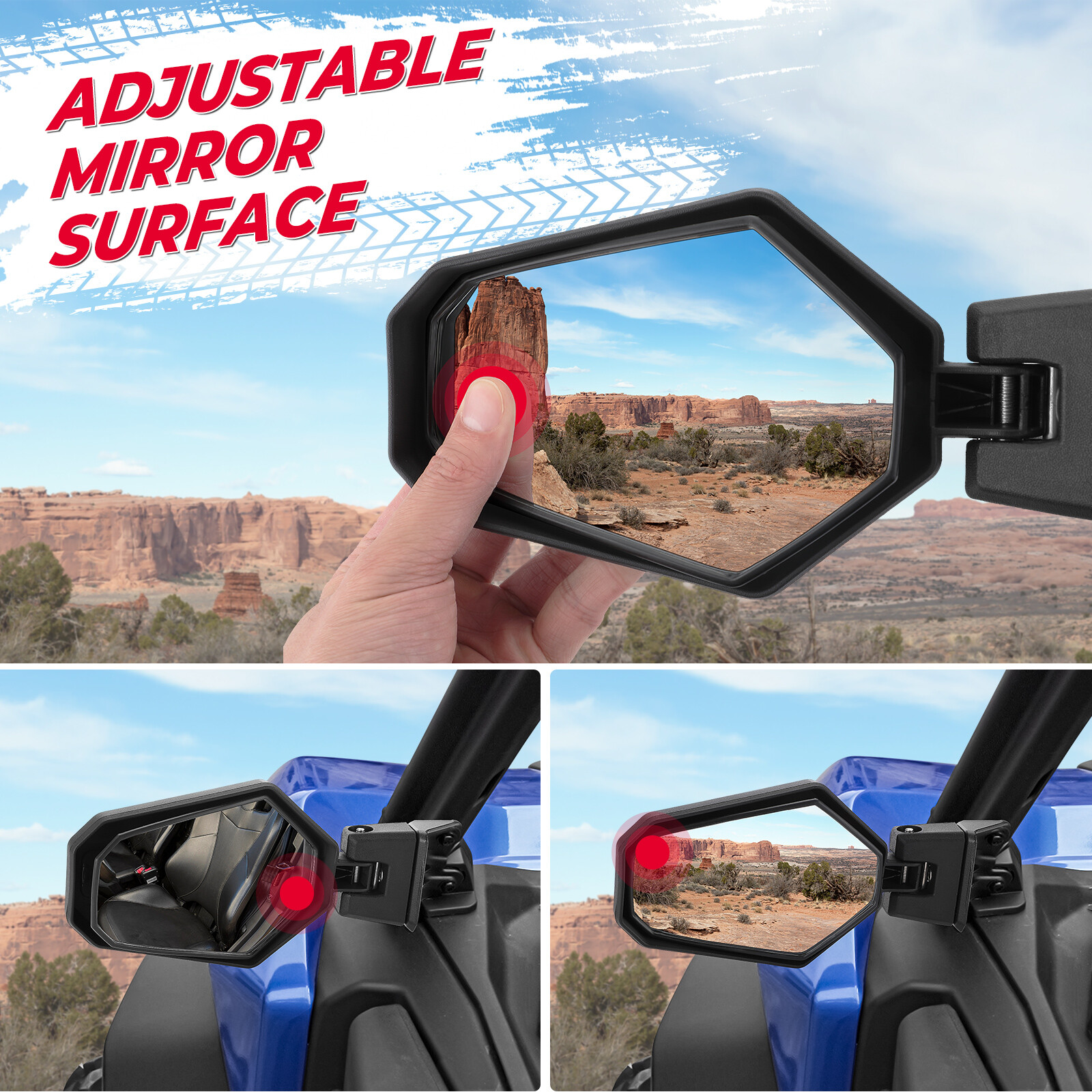 UTV Rear View Side Mirrors for 2018-2023 Can Am Maverick Sport/Trail 715003639