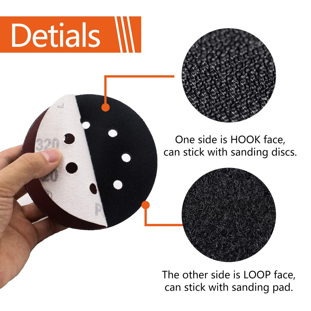 5 Pcs 5 Inch 8 Holes Hook and Loop Backing Sponge Pad Soft Density Interface Pad