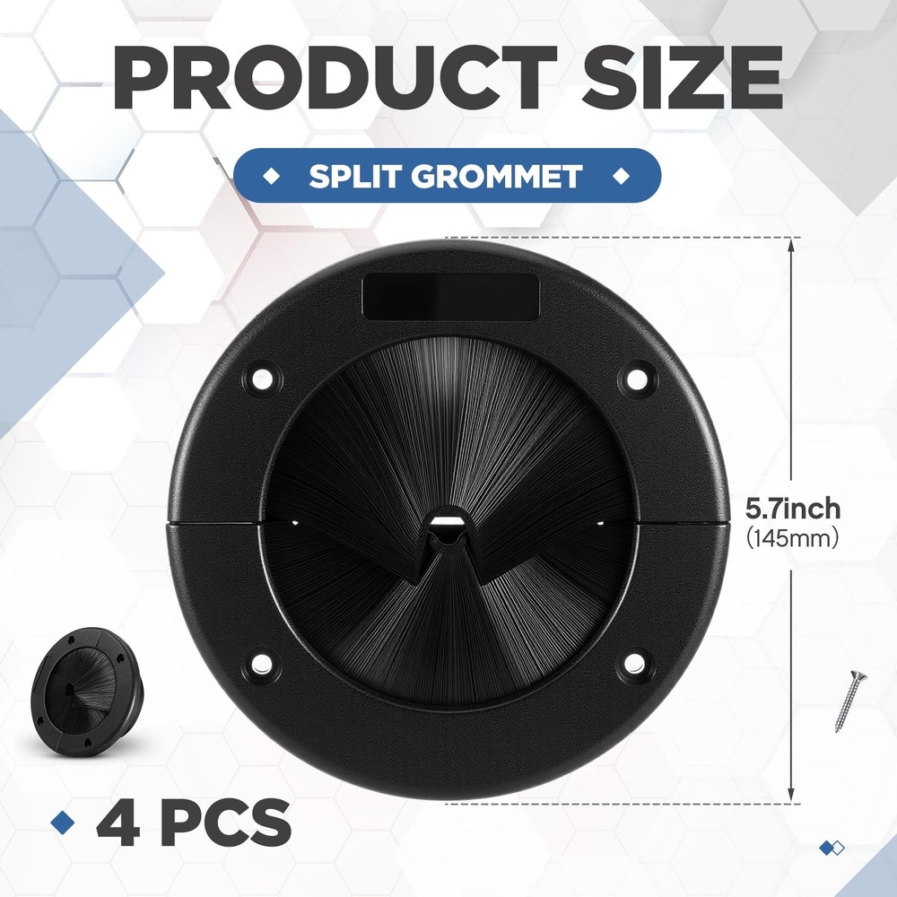Threlaco 4 Pack 4" Round Brush Grommet Large Split Raised Floor...