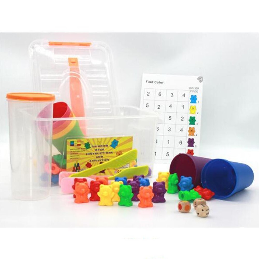 90Pcs Counting Sorting Playset Sort Game Rainbow Cups Gifts