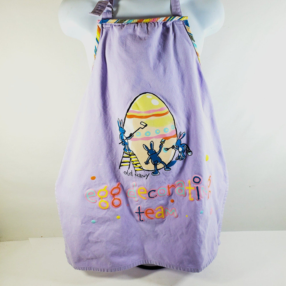 Old Navy Easter Egg Decorating Team Apron Purple Craft Cooking One Size