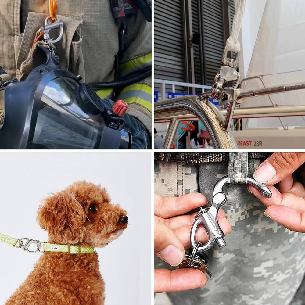 SCBA Mask Quick Release Shackle with Leather Handle for Firefighter, Marine Grad