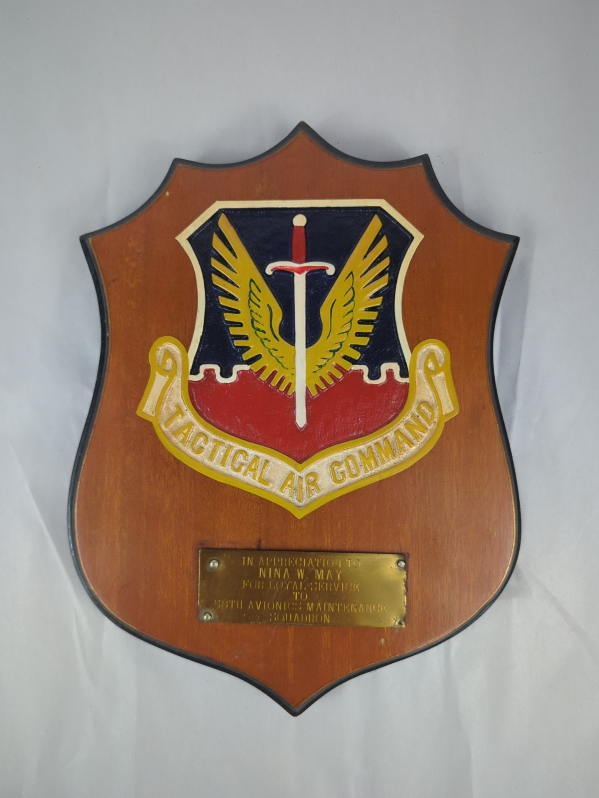 Vintage United States Air Force Tactical Air Command Crest Military Wall Plaque