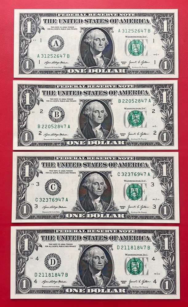 2021 $1 DOLLAR BILL ( 12 District full set ) + Match Last 2 Digits UNCIRCULATED