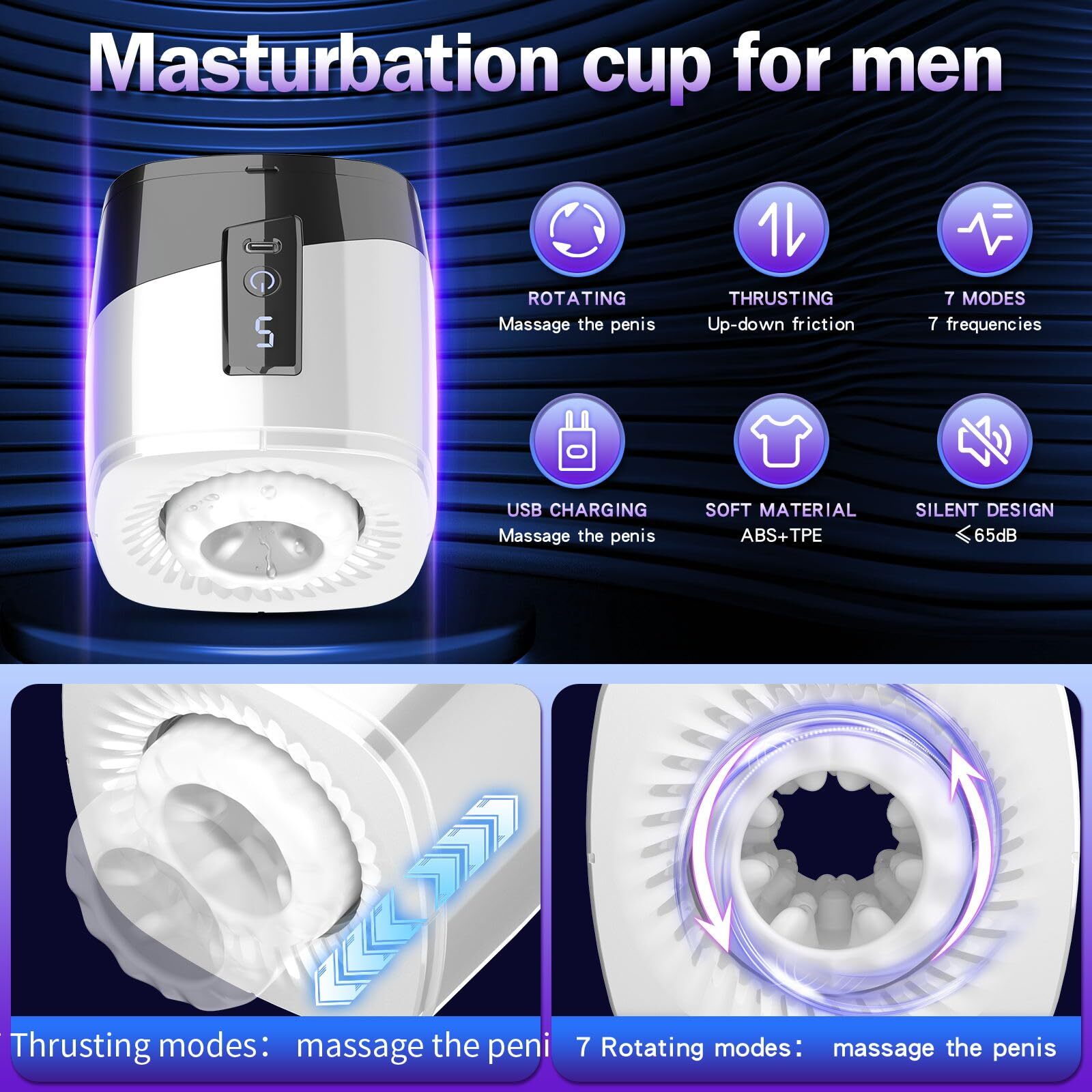 Male Masturbaters Automatic Handsfree Rotating Thrusting Cup Stroker Men Sex Toy