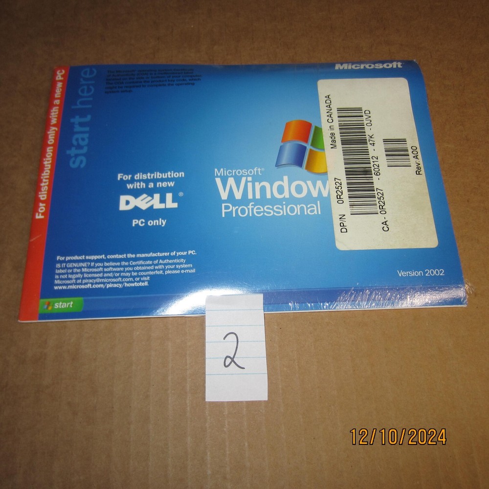 Sealed Microsoft Windows XP Professional Version 2002 NO Key Dell #2