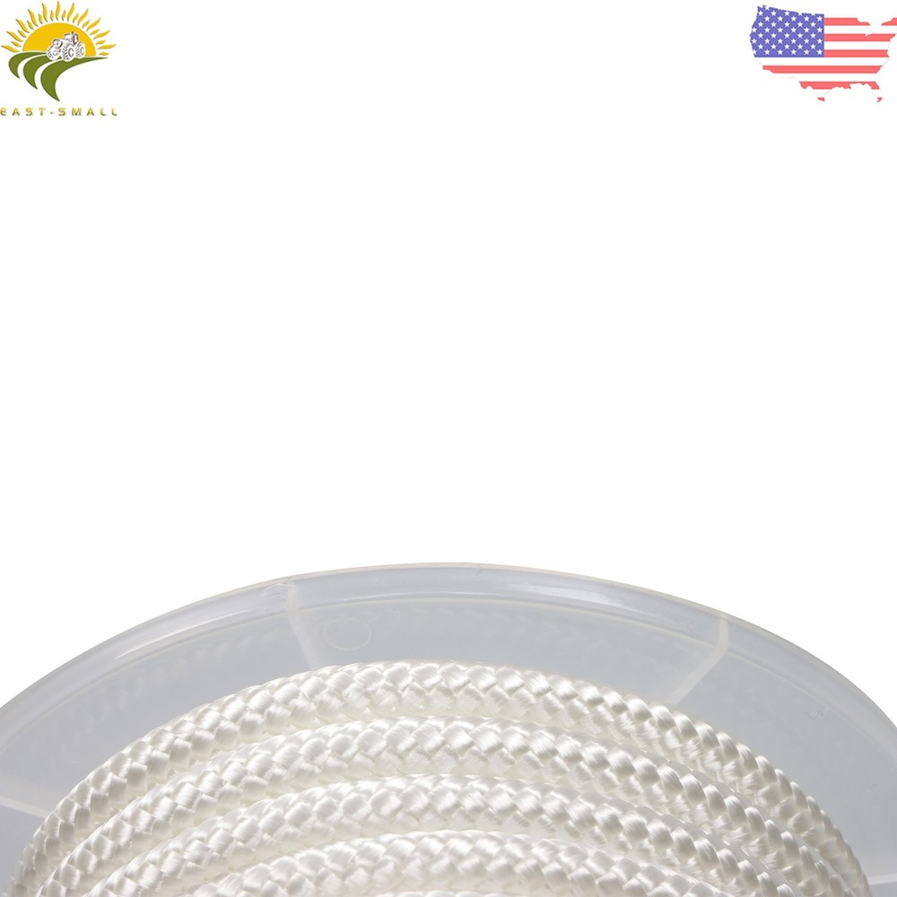 3/8" × 100' White Nylon Rope Sturdy Spool Solid Braid Rope Abrasion Resistance
