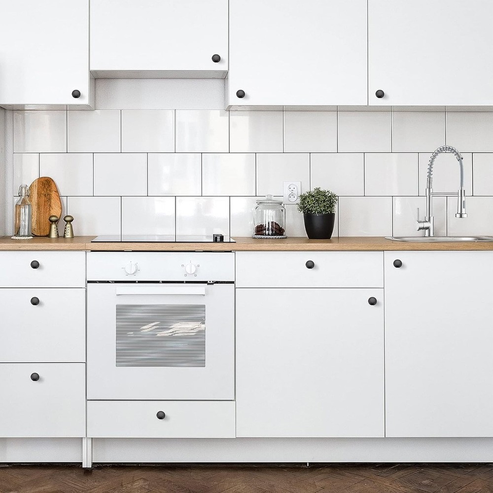 30 Pack Matte Black Kitchen Cabinet Knobs Round Drawer Pulls Stainless Steel