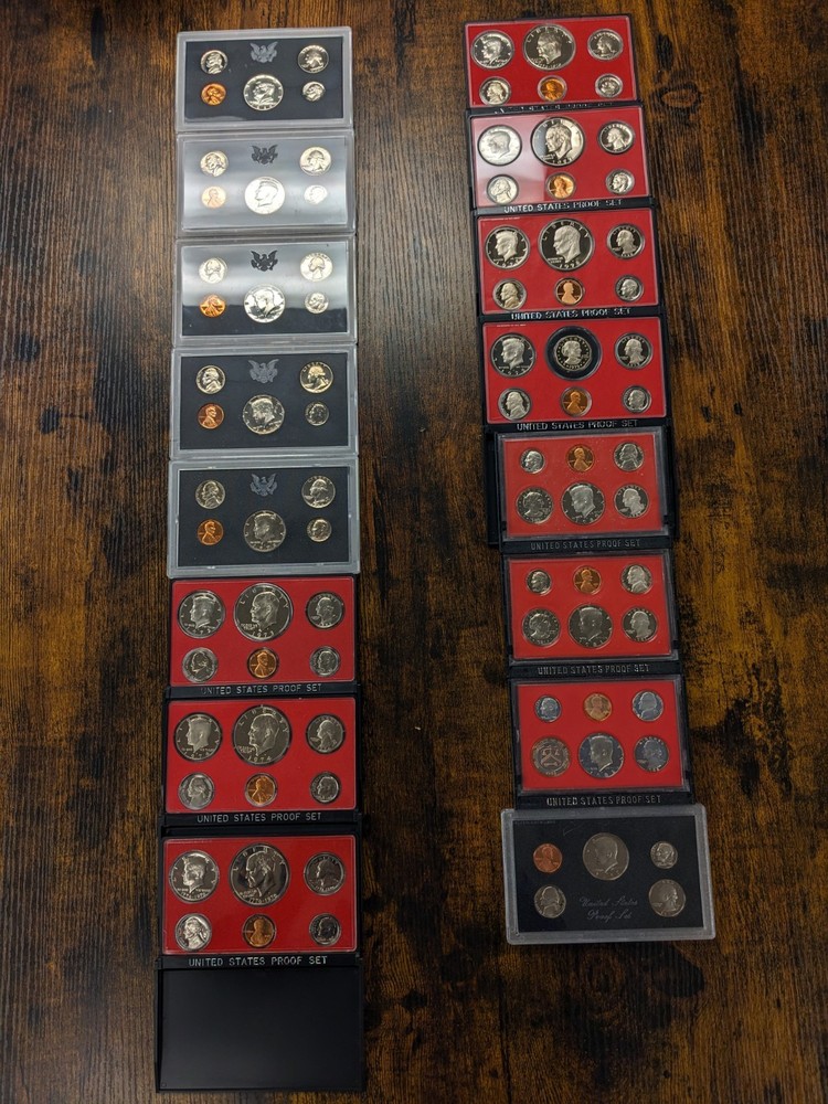 1968-2009 US Mint Issued Proof Sets As Pictured. 42 Sets.