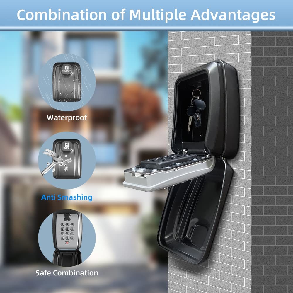 -G14 4 Digit Combination Storage Wall Mount House Key Lock Box,Push Button Lo...