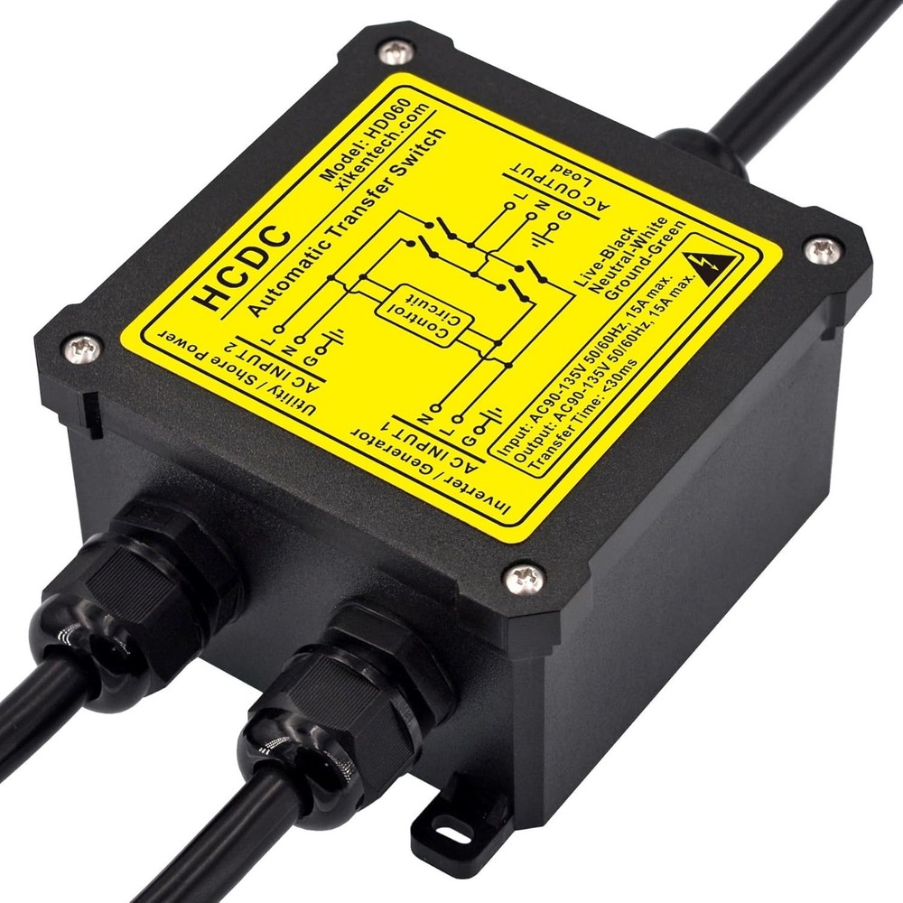 Wall Mount Transfer Switch 15Amp for AC Source Switching with Quick Response