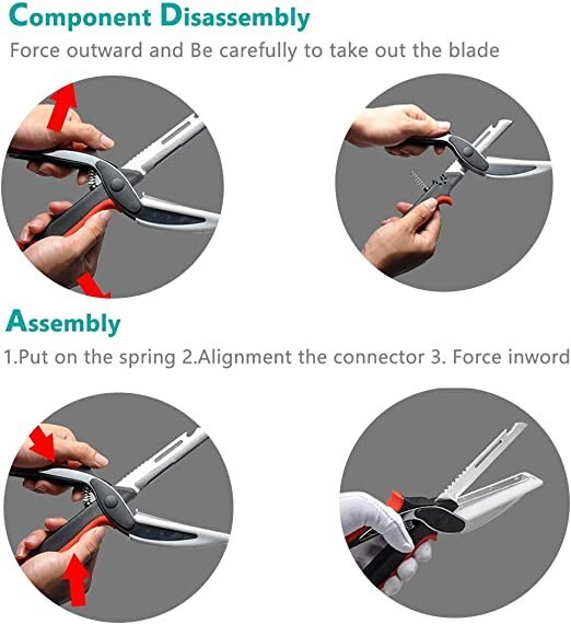 NEW 2 in 1 Chopper Smart Meat Scissors Kitchen Shears Vegetable Slicer & Cutting