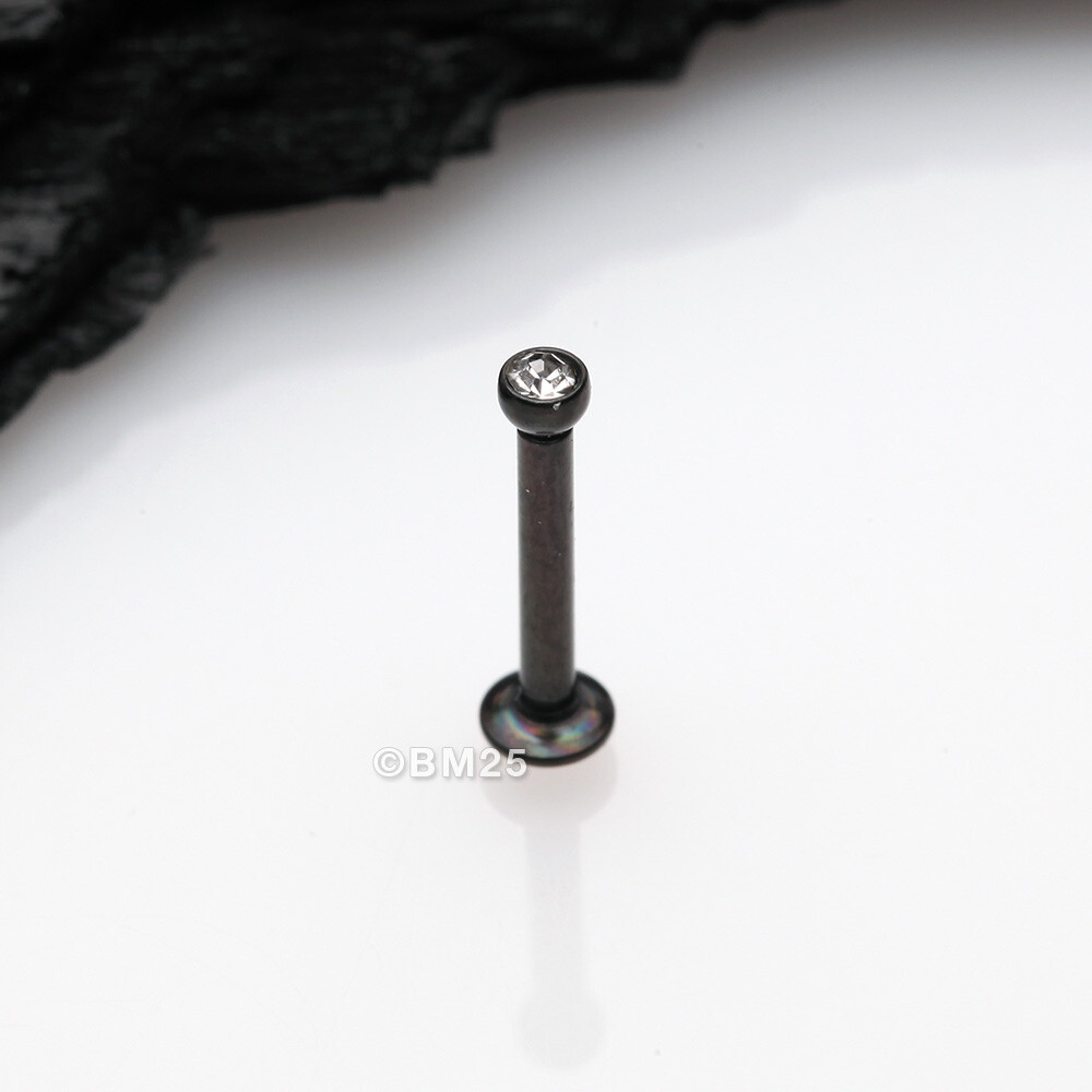 Blackline Basic Gem Ball Top Threadless Push-In Steel Labret