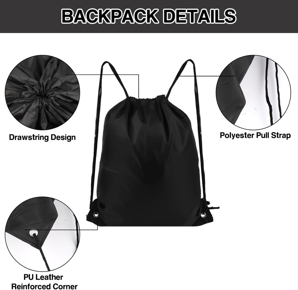 Drawstring Backpack 6Pcs Drawstring Gym Bags Black Draw String Bags Drawstring B