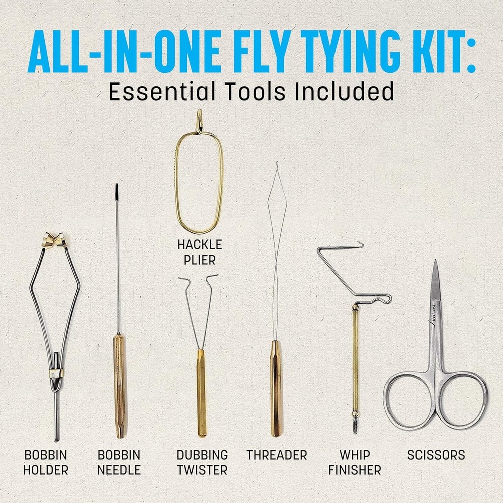 Complete Fly Tying Starter Set in Wooden Box