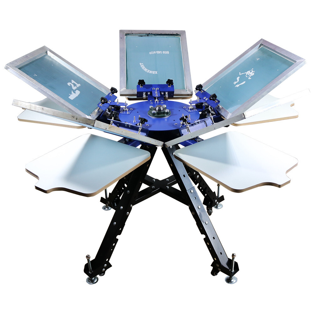 Double Rotating 5 Color 5 Station Screen Printing Machine Height Adjustable