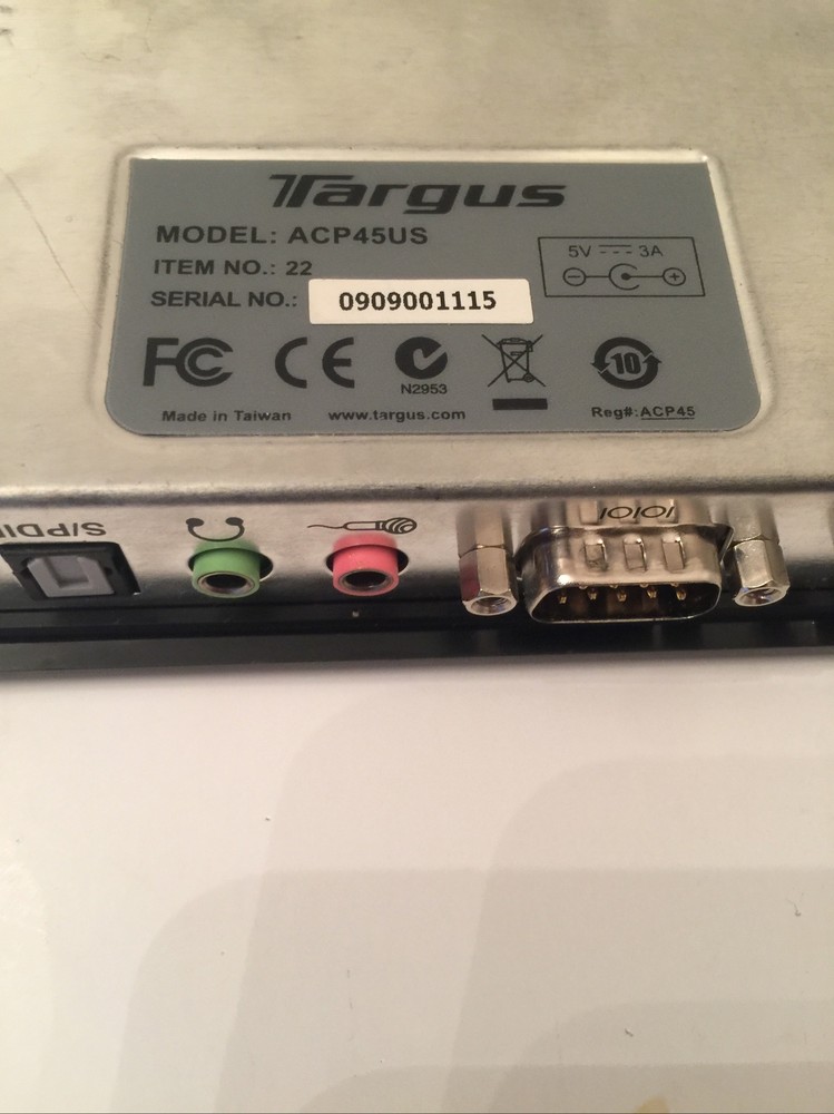 Targus ACP45US Docking Station W/ Digital Audio