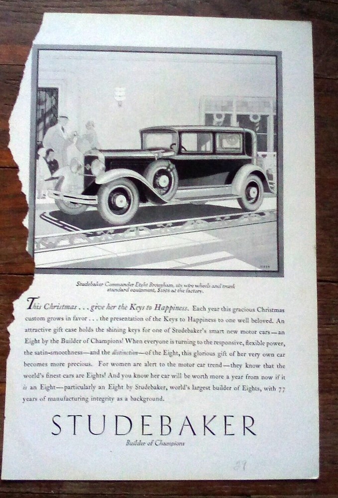 1929 Studebaker Print Ad - Commander Eight Brougham