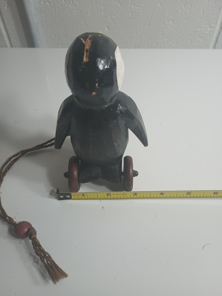 Wooden Pull Toy Penguin 6" Tall