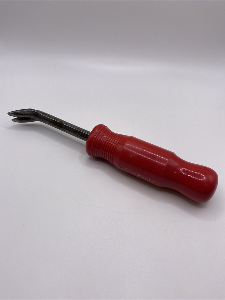 Vintage 7" G.W. Mount Upholsterer’s Tack Puller / Hand Tool Red Handle EUC
