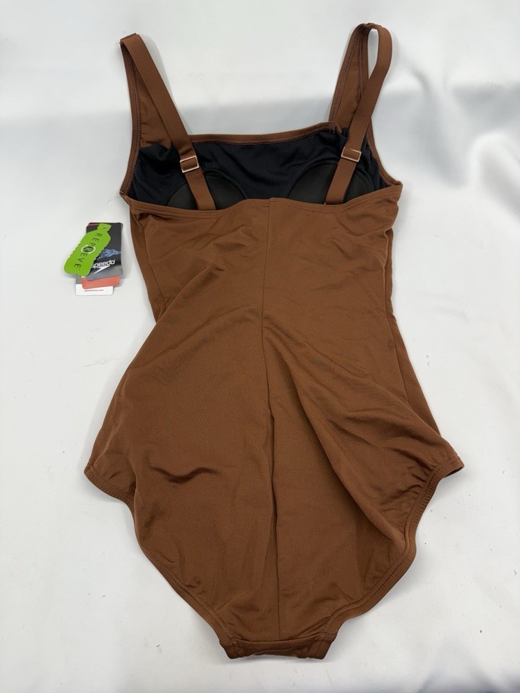 Speedo Women's Adjustable Solid Shirred Tan/brown Size 10
