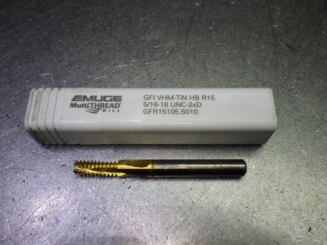 Emuge 5/16-18UNC 3 Flute 2xD Carbide Thread Mill 1/4" Shank GFR15105.5010 (LOC11