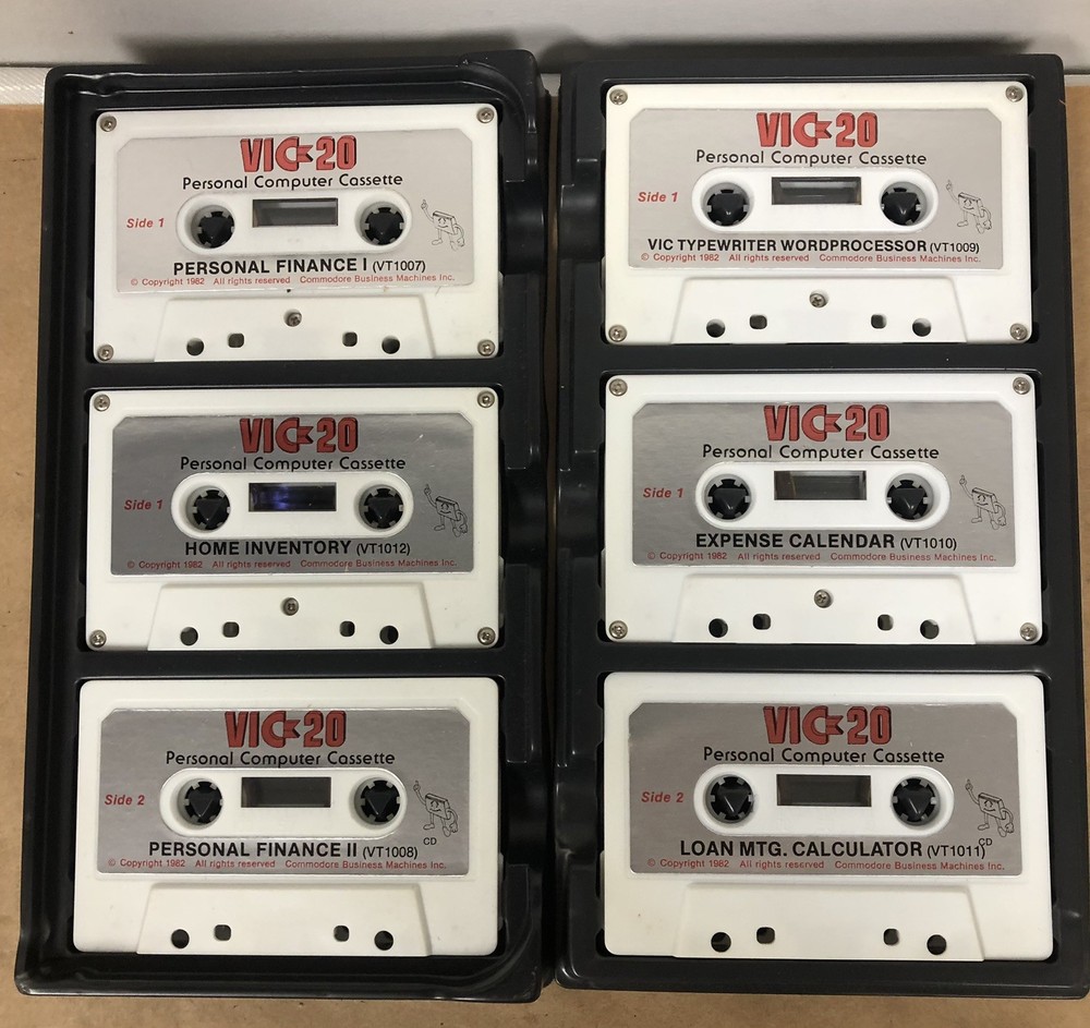 Vintage Six Commodore VIC-20 Computer Tape Cassette Programs from 1982