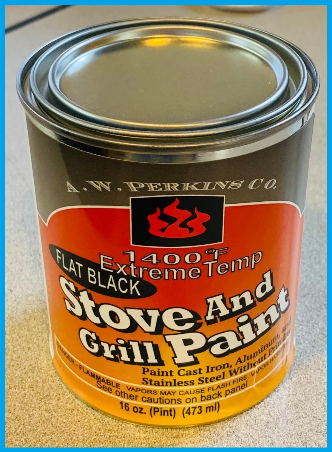 AW PERKINS 1400-Degree Multi-Use Hi-Temp Flat Paint 16oz. Brush On Can Black #91