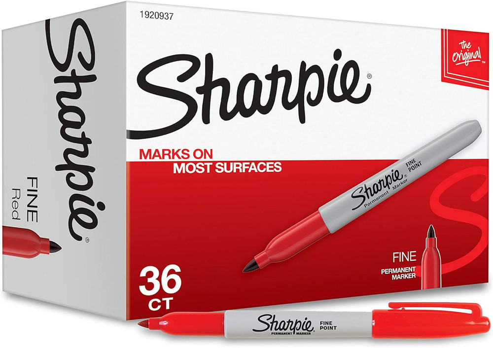 Fine Point Permanent Marker, Red, 36Ct