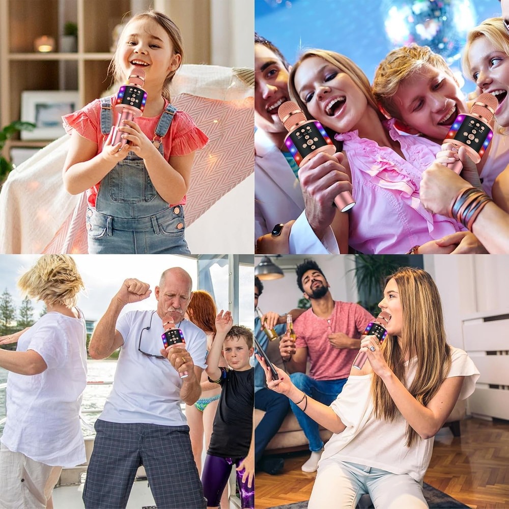 Multicolor LED Microphone for Karaoke with Echo & Bluetooth - Ideal for Parties