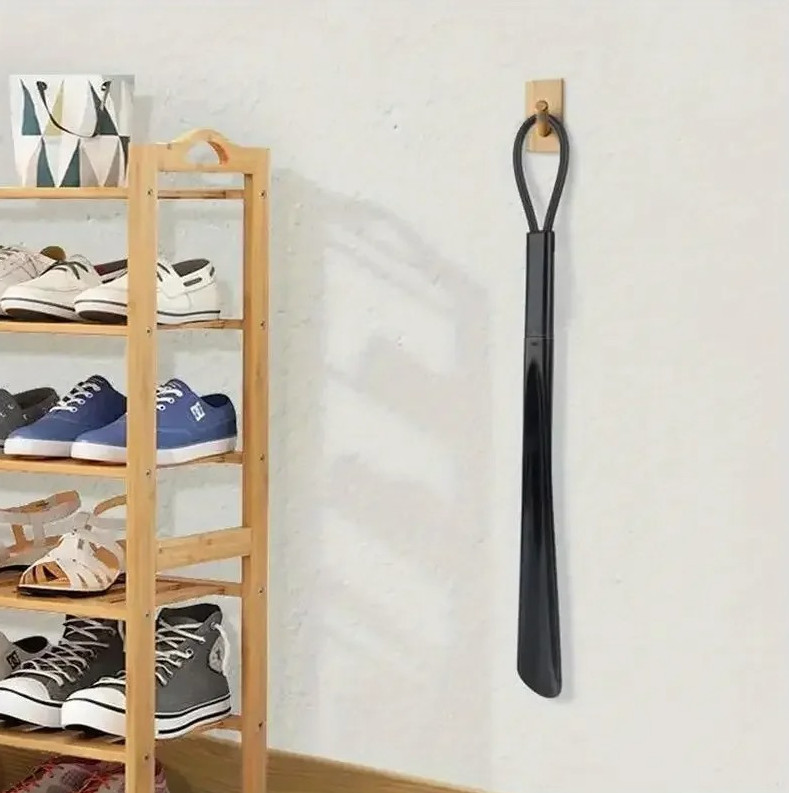 Extra Long Flexible Black Plastic Shoe Horn Durable Shoe Spoon Helper for Adults