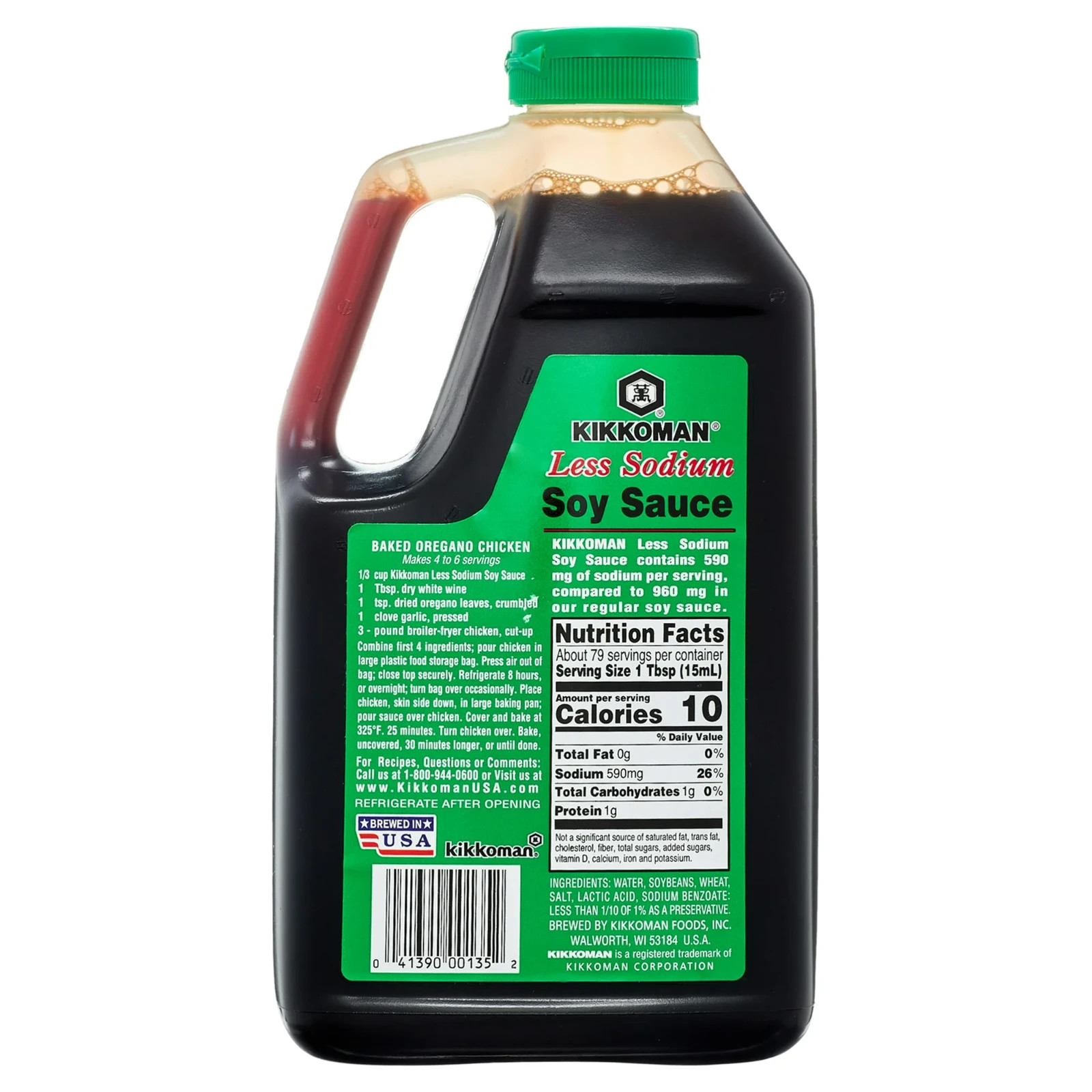 Kikkoman Less Sodium soy sauce, 40 oz ,Free Shipping.,