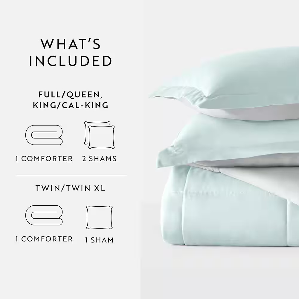 Aqua and Light Gray Microfiber down Alternative King / Cal King Reversible Comfo