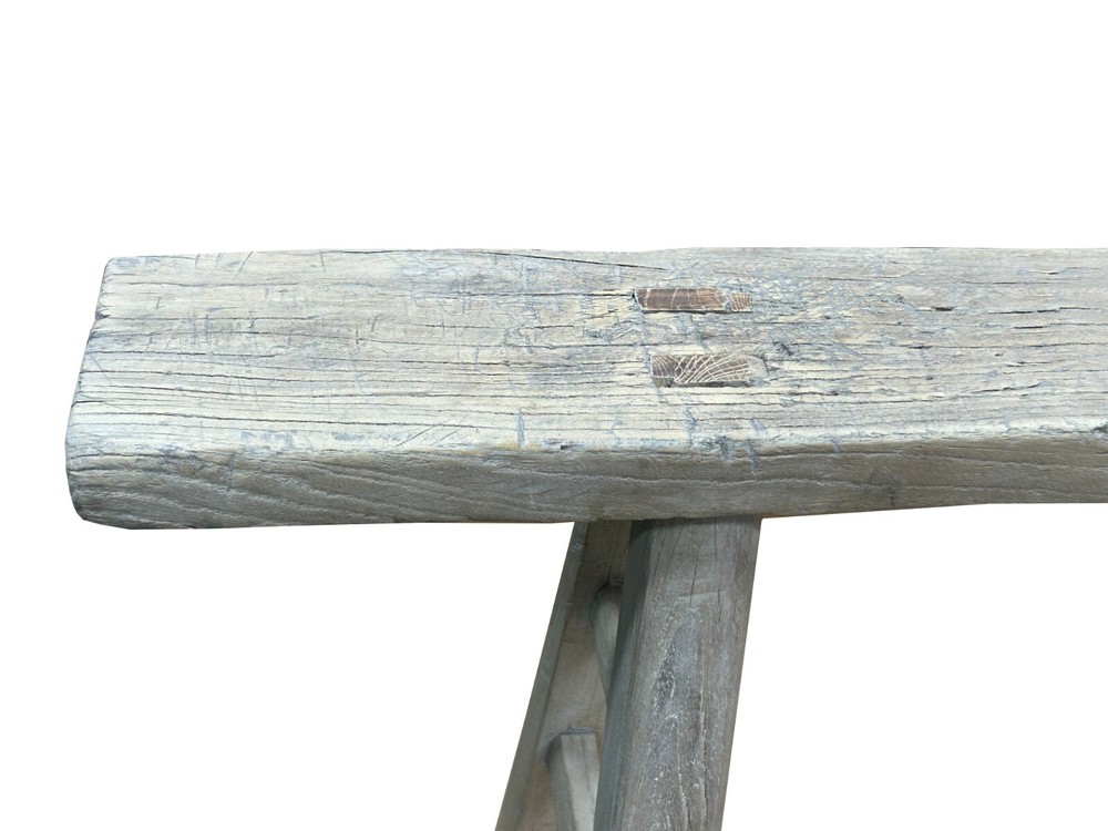 Raw Rough Wood Grain Rectangle Long Slim Stool Bench Side Table ws4641