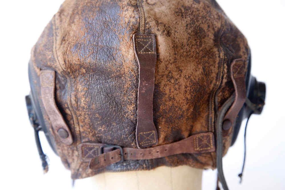 WW2 US Air Force Type A-11 Wired Leather Flight Helmet Cap Extra Large USAF