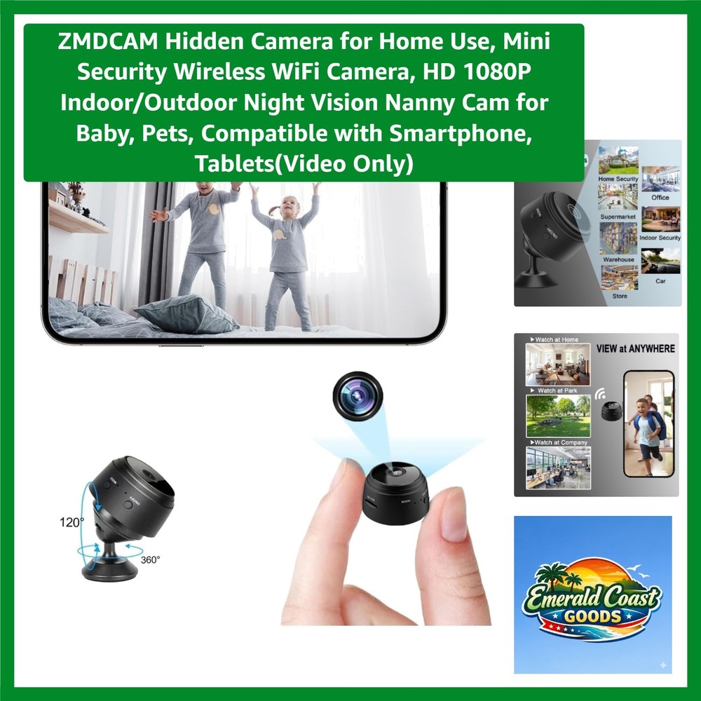 Compact 1080P Security Camera - Ultra-Wide Lens with Multi-User Access & Storage