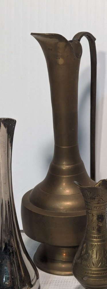 Vintage Floral Engraved Brass Pitcher Jug