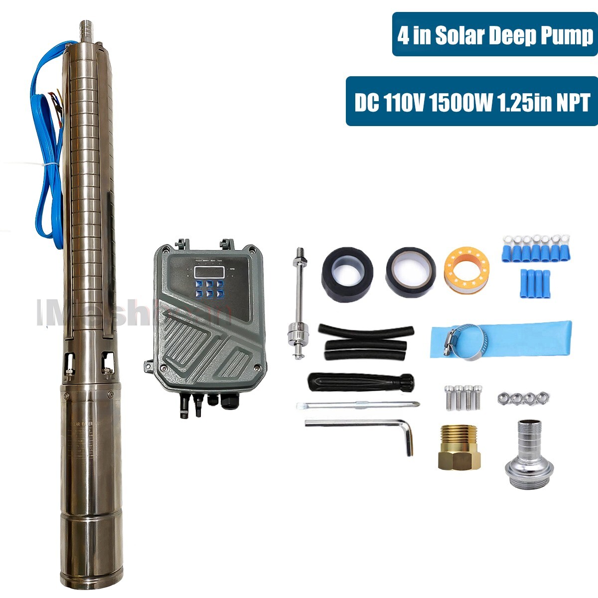2HP 4in Solar Pump Submersible Pump Bore Deep Well Pump+MPPT Controller DC 110V