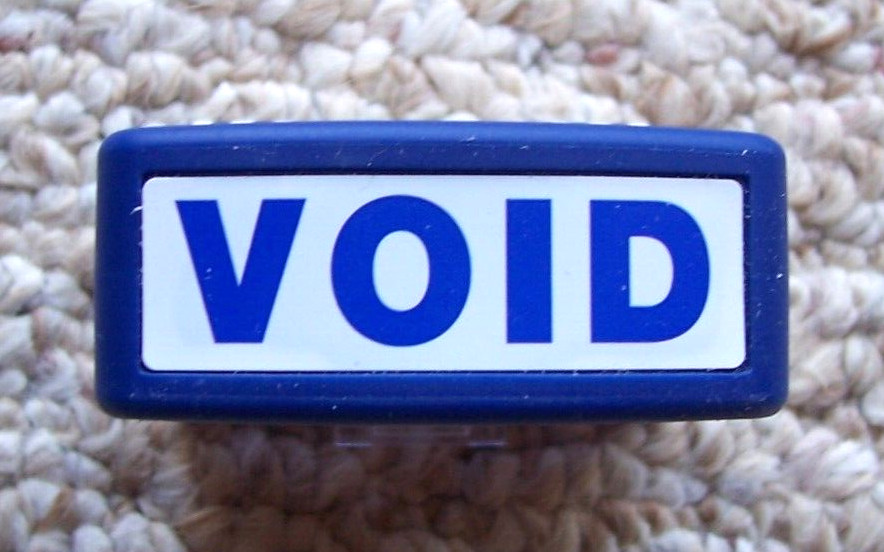Stamp-Ever Pre-inked VOID Blue Message Stamp Re-Inkable