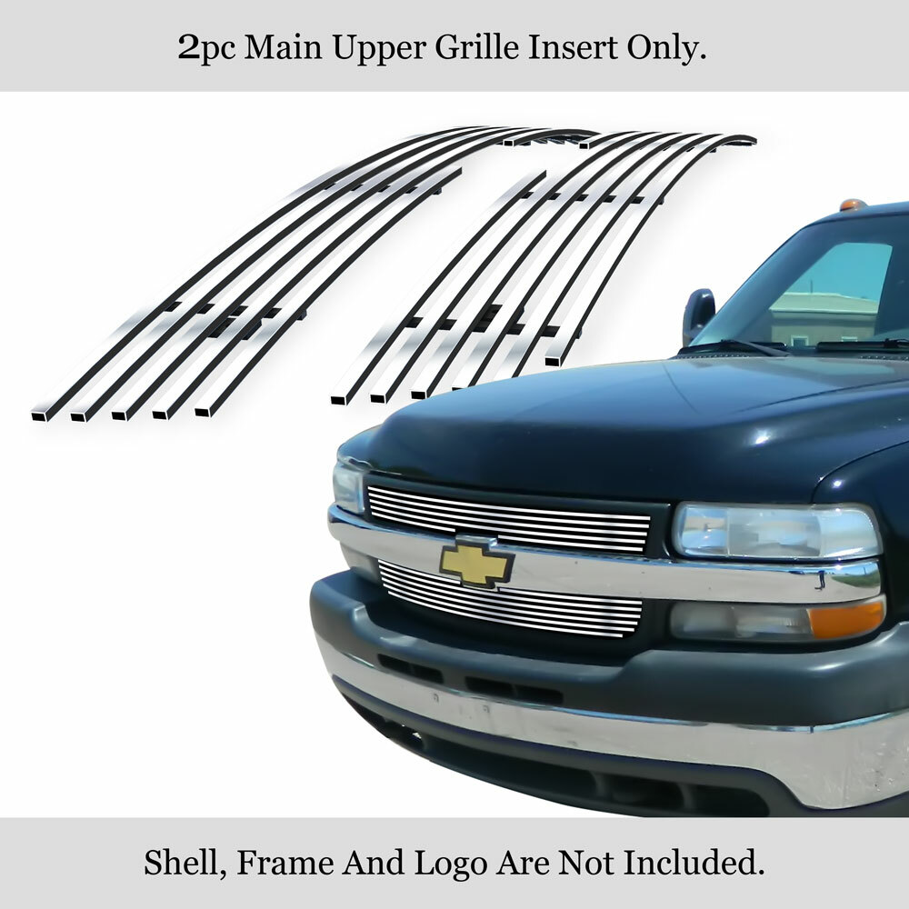 Fits 01-02 Chevy Silverado 2500/3500 Upper Stainless Chrome Billet Grille Insert