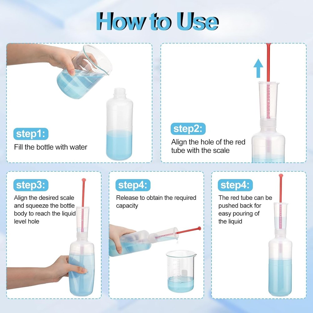 2Pcs Adjustable Volume Dispensing Bottle 500ml Dosing Container Plastic Dosing
