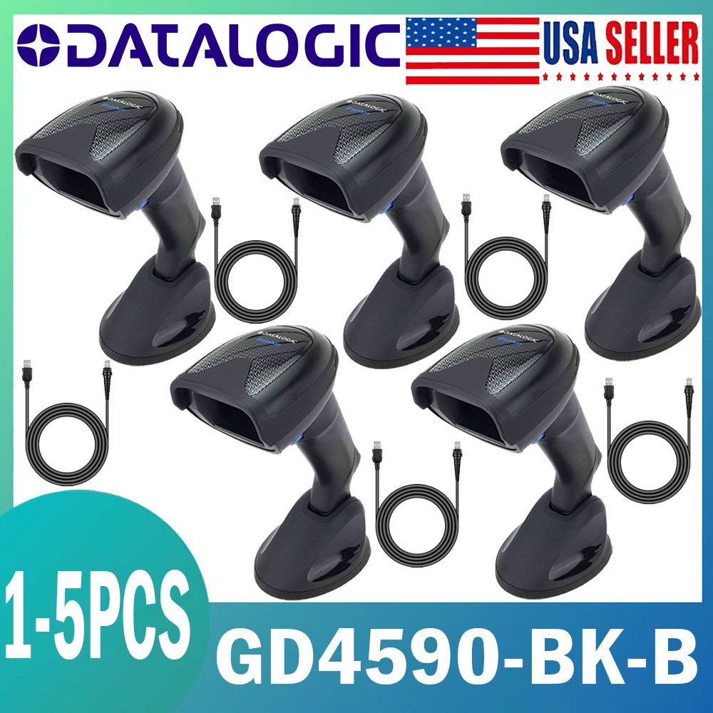 Datalogic GD4590-BK-B USB Barcode Scanner 1D 2D PDF417 QR Code Reader with Stand