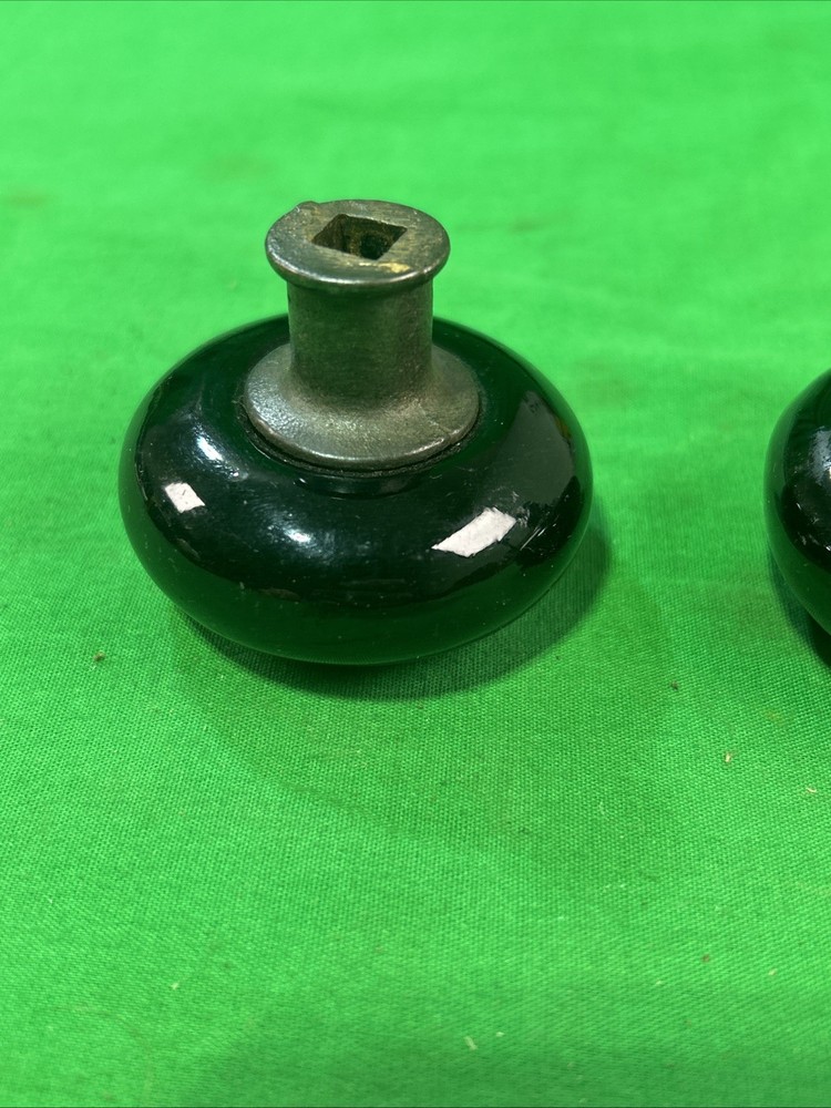 2 Antique Porcelain Door Knob Handle Jet Black 2 Knobs