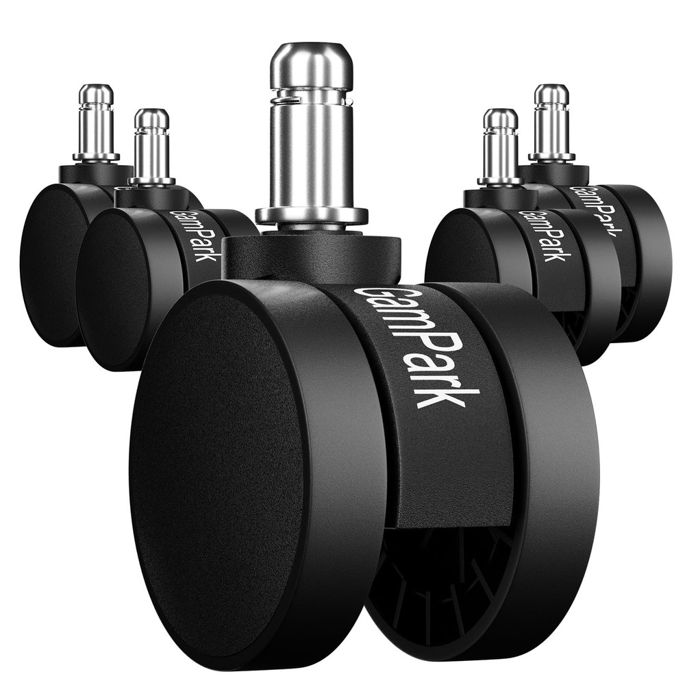 GamPark 2 Inch Office Chair Wheels, Solid Plastic Casters Wheels Black