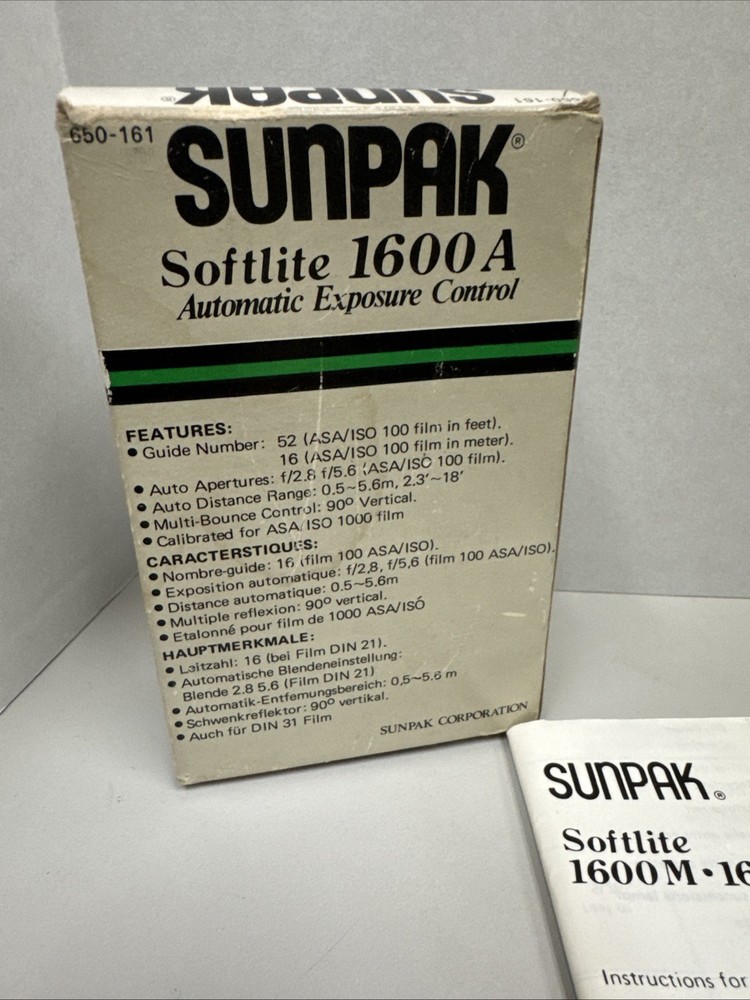Sunpak Softlite 1600 A Flash Automatic Exposure Control 650-161