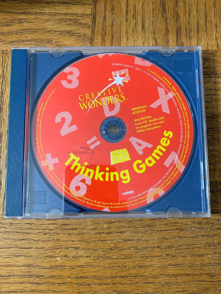 Creative Wonders Thinking Games Pc Cd Rom Game